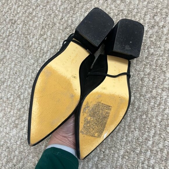 Lord & Taylor Women’s Size 7.5 Black Suede lace Ankle Strap Pumps Heels - Picture 4 of 9